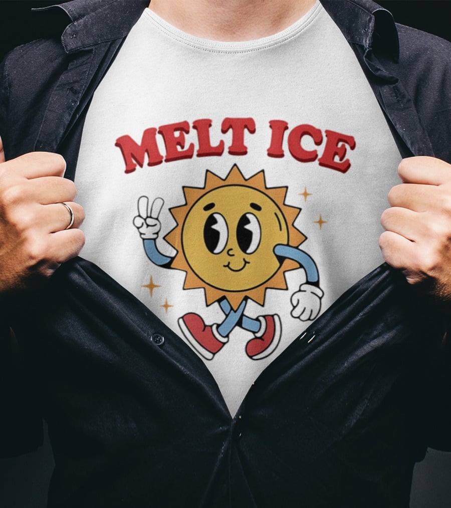 Melt ICE Peace Sign Sun Cartoon T-Shirt