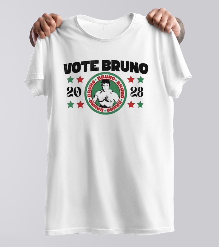 Vote Bruno 2028 Green Red Stars T-Shirt