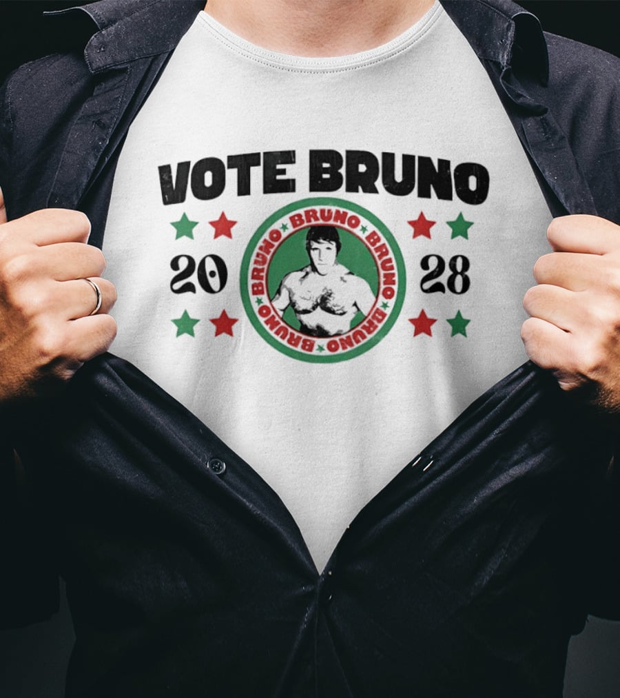 Vote Bruno 2028 Green Red Stars T-Shirt