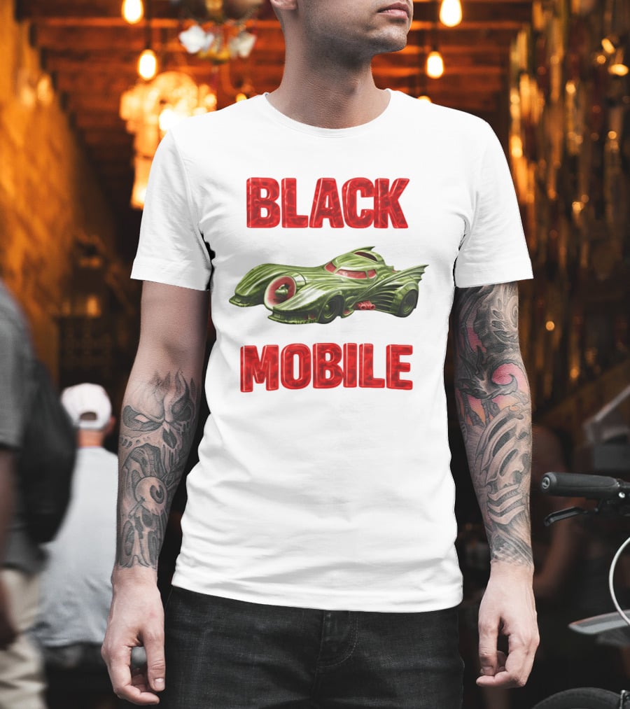BLACK MOBILE Car Retro Inspired Vehicle T-Shirt