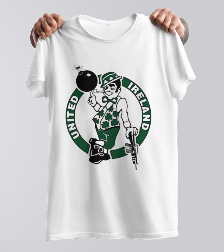 Boston Celtics United Ireland Mascot Holding Traditional T-Shirt