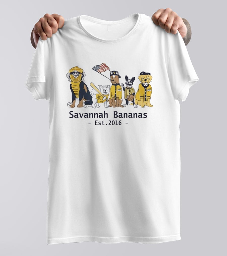 Savannah Bananas Est 2016 Dogs With Baseball And American Flag T-Shirt
