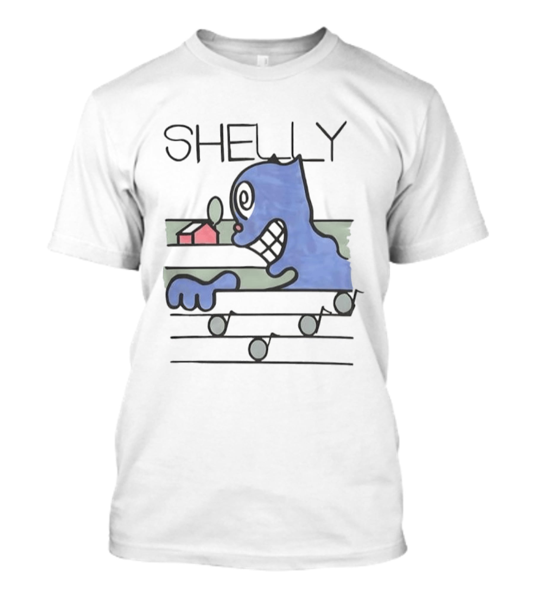 Shelly Cartoon Character With House And Music Notes T-Shirt