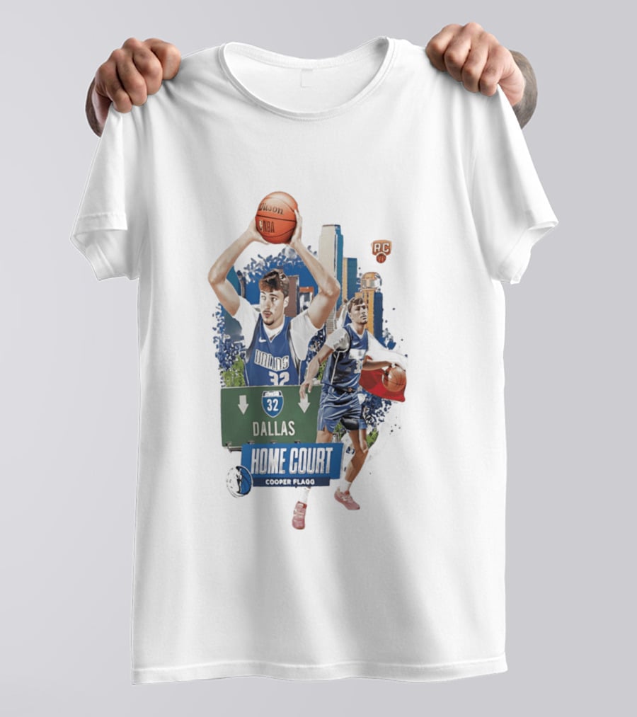 Cooper Flagg Dallas Mavericks Home Court RC 32 Basketball Player T-Shirt
