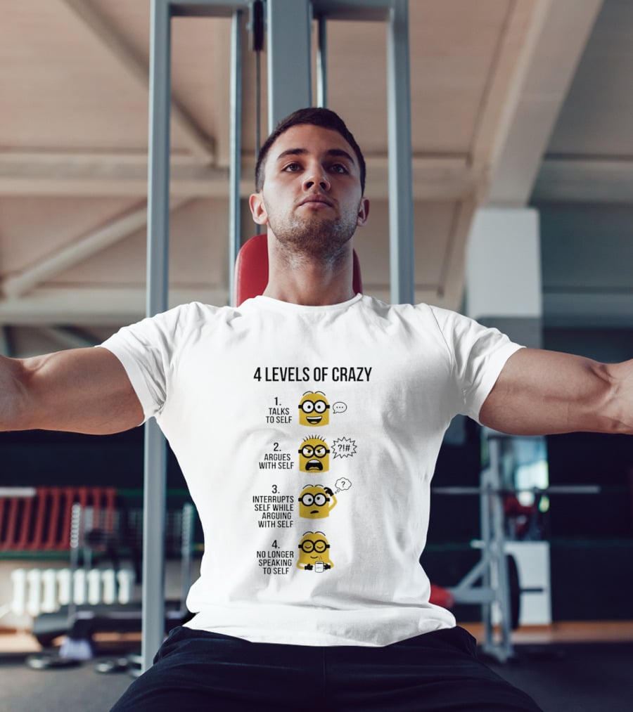 Minion 4 Levels Of Crazy Talks To Self Argues With Self Interrupts No Longer Speaking T-Shirt