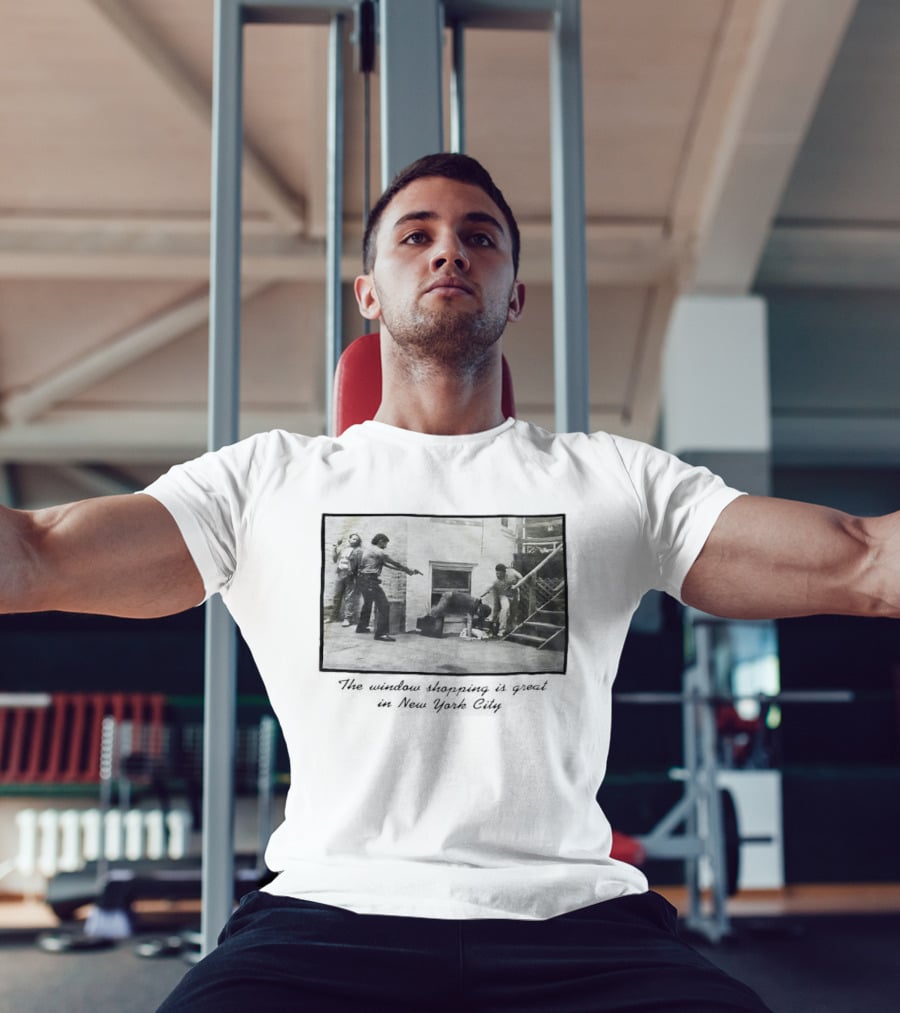 New York City Vintage Scene: Satirical Take On Urban Window Shopping T-Shirt