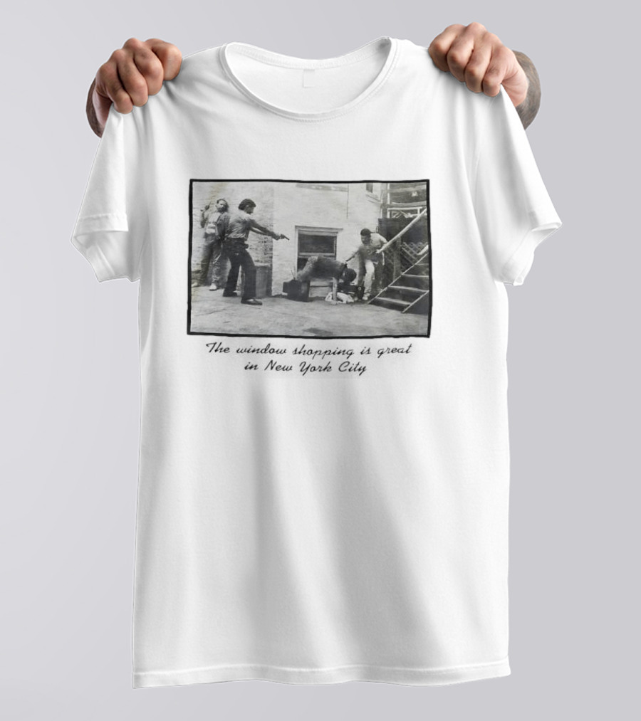 New York City Vintage Scene: Satirical Take On Urban Window Shopping T-Shirt