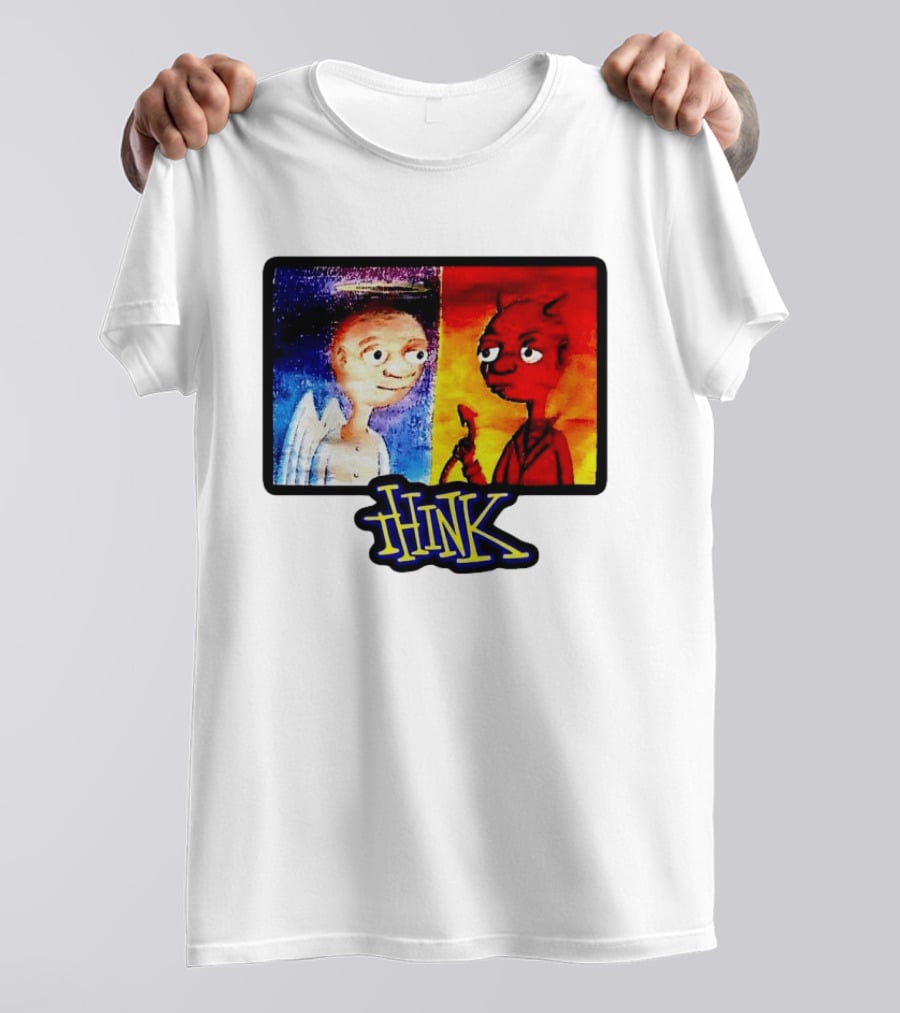 90s Classic Think Angel Vs Devil Cartoon TV Skateboard T-Shirt