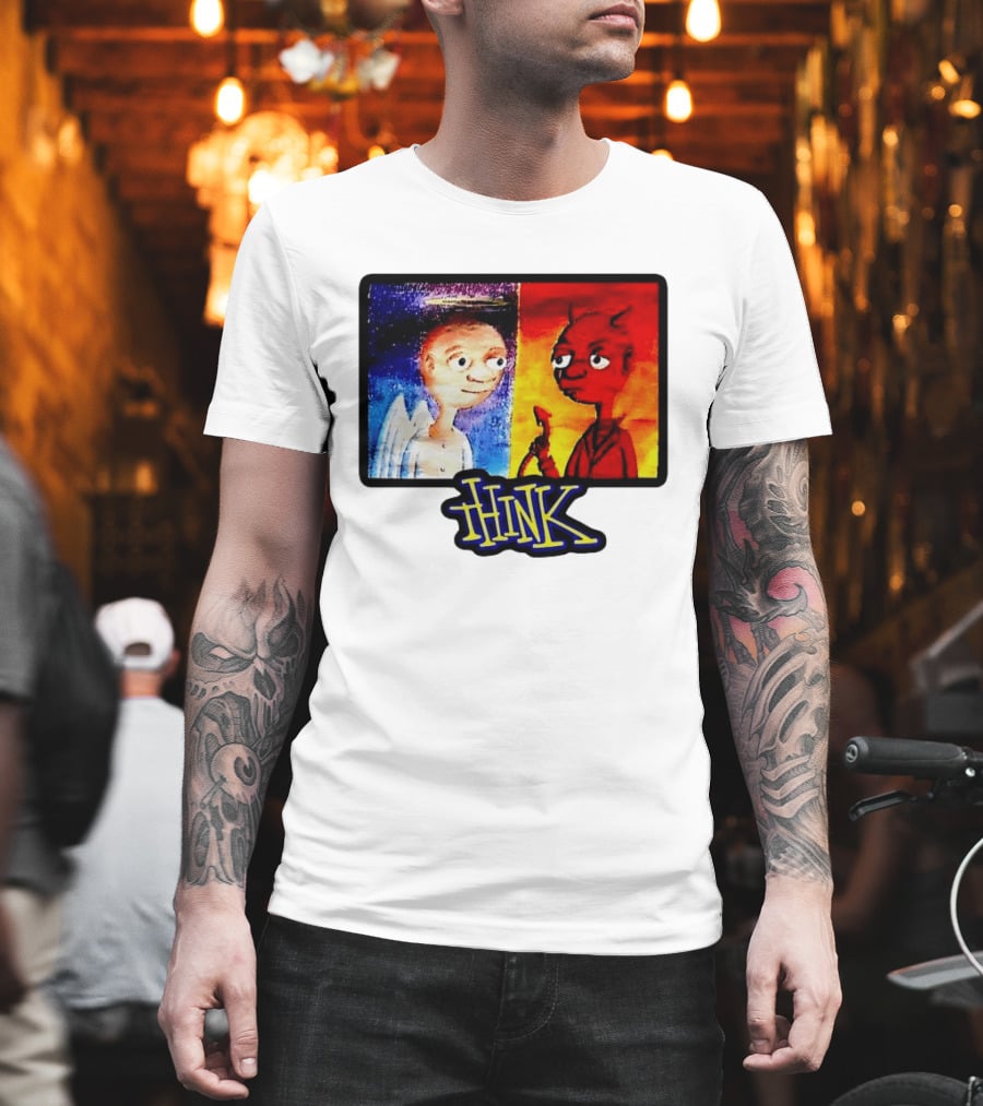 90s Classic Think Angel Vs Devil Cartoon TV Skateboard T-Shirt