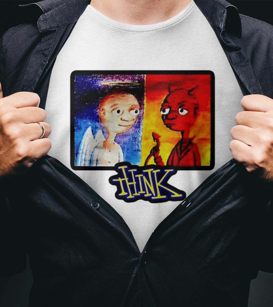 90s Classic Think Angel Vs Devil Cartoon TV Skateboard T-Shirt