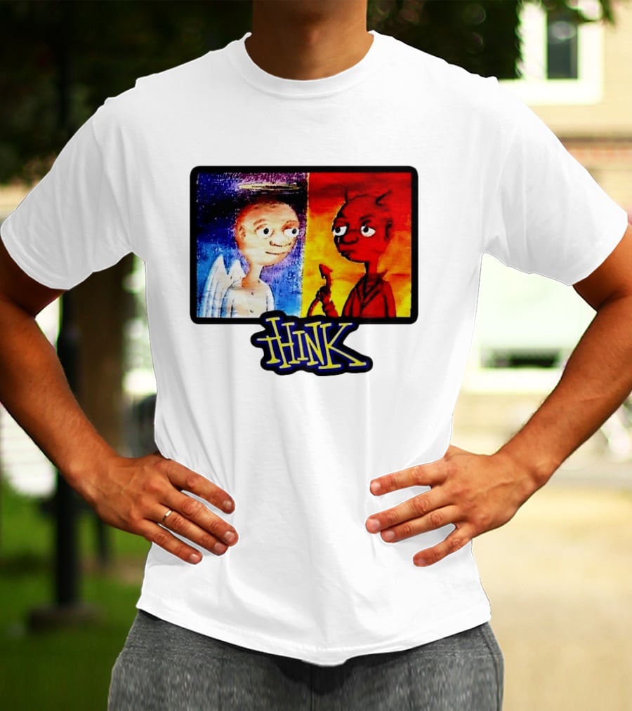 90s Classic Think Angel Vs Devil Cartoon TV Skateboard T-Shirt