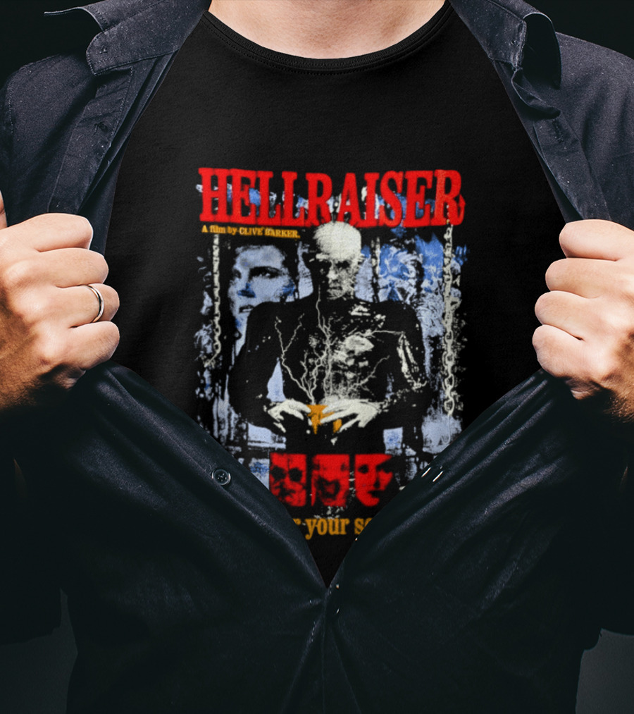 Hellraiser A Film By Clive Barker It Will Tear Your Soul Apart Pinhead Horror T-Shirt
