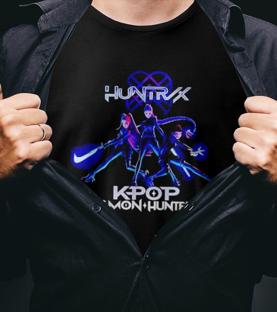 Huntrix K Pop Demon Hunters Nike Swoosh Trio Anime T-Shirt