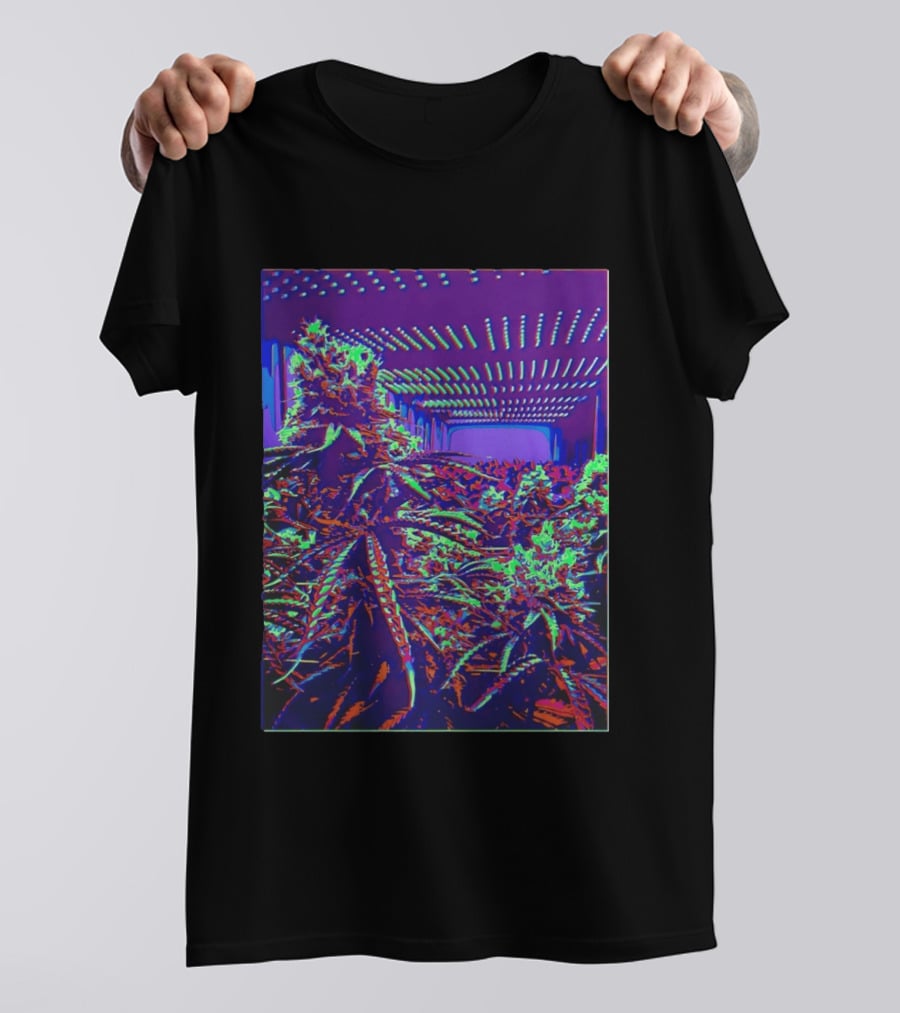 Plant Life By Wicked High Society Neon Cannabis Indoor Garden Purple LED Glow T-Shirt