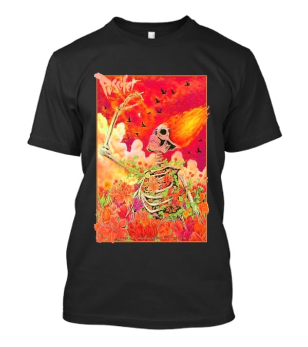 Puscifer March 31 2026 Thomas Wolfe Auditorium Asheville NC Skeleton Flames Flowers T-Shirt