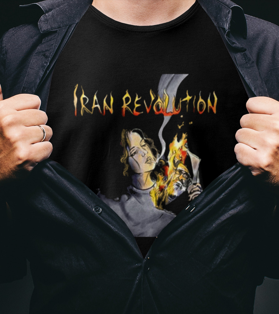 Iran Revolution Smoking Persian Girl Flaming Artistry T-Shirt