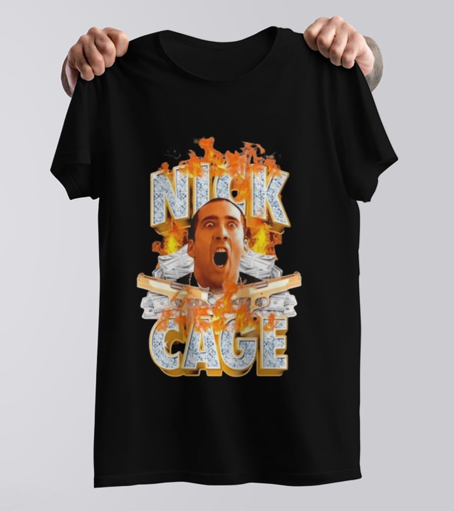 Nick Cage Castor Troy Money 90s Flames Gun Scene T-Shirt