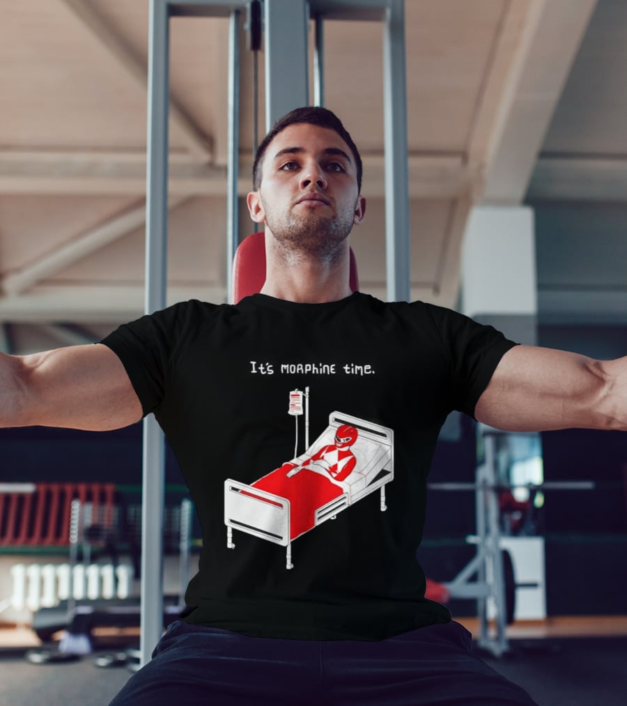 Red Ranger It's Morphin Time Power Rangers On Hospital Bed Scene T-Shirt