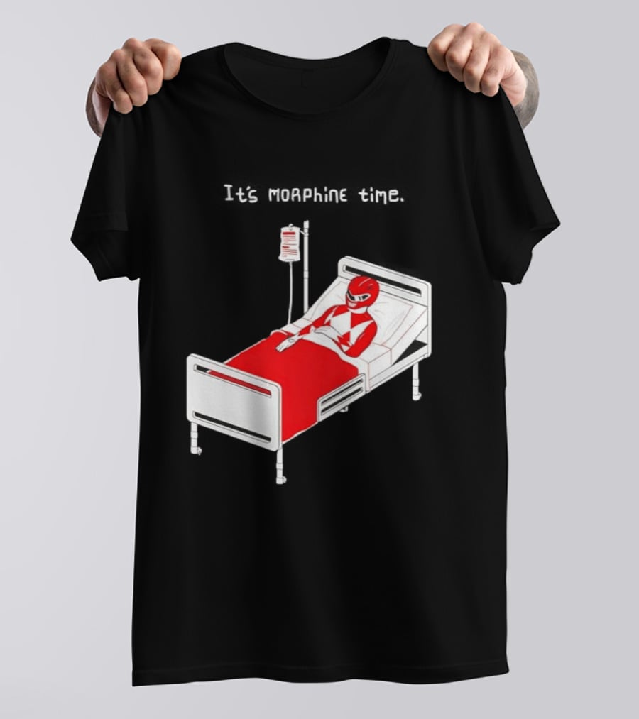Red Ranger It's Morphin Time Power Rangers On Hospital Bed Scene T-Shirt