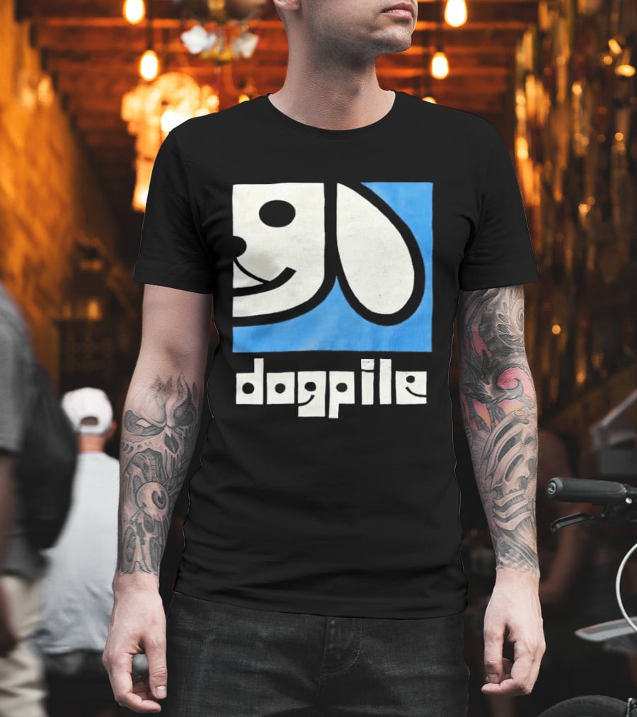 90s Dogpile Logo With Smiling Dog Face T-Shirt