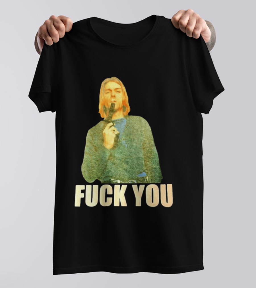 Kurt Cobain Fuck You Gun Image T-Shirt