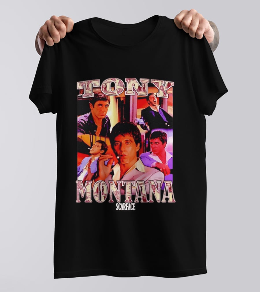 Tony Montana Scarface Movie Collage 80s Film T-Shirt