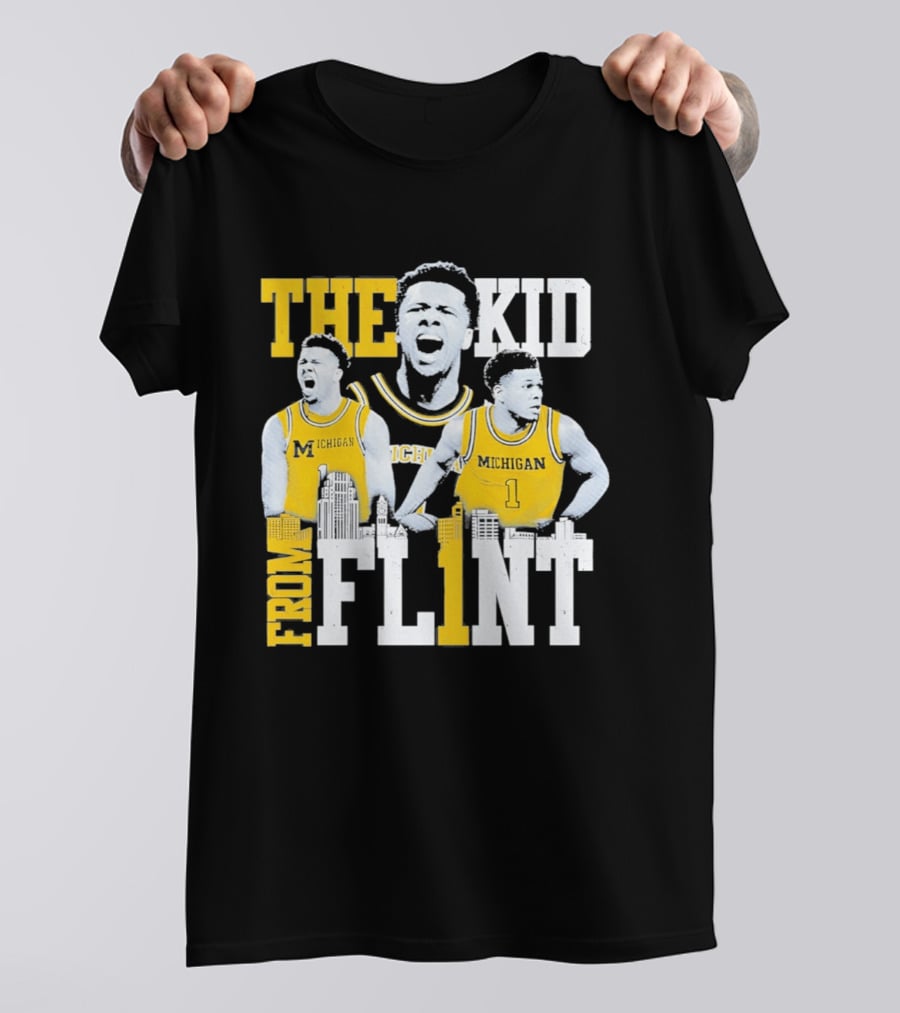 The Kid From Flint Trey McKenney Michigan Wolverines Basketball Skyline T-Shirt