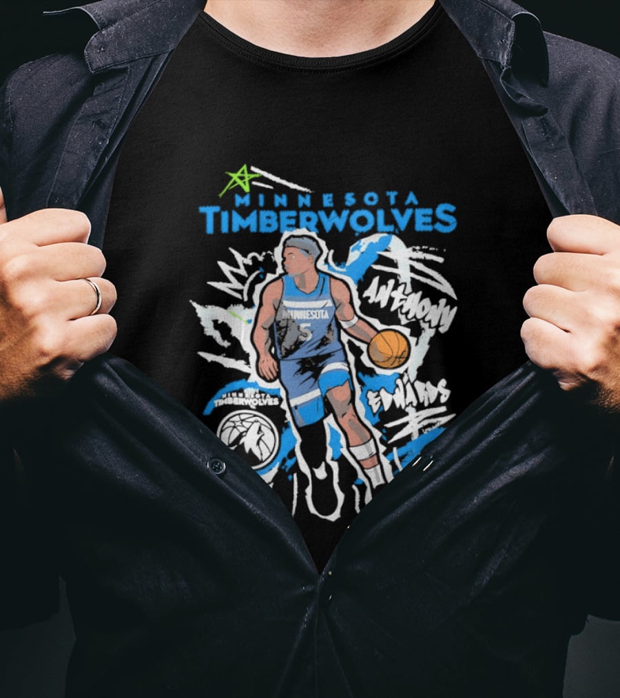 Minnesota Timberwolves Anthony Edwards Basketball NBA Player 5 Cartoon T-Shirt