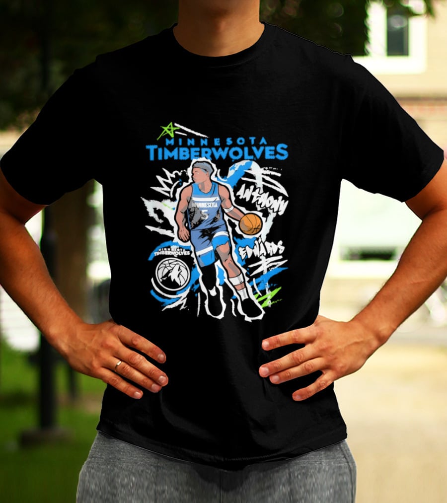 Minnesota Timberwolves Anthony Edwards Basketball NBA Player 5 Cartoon T-Shirt