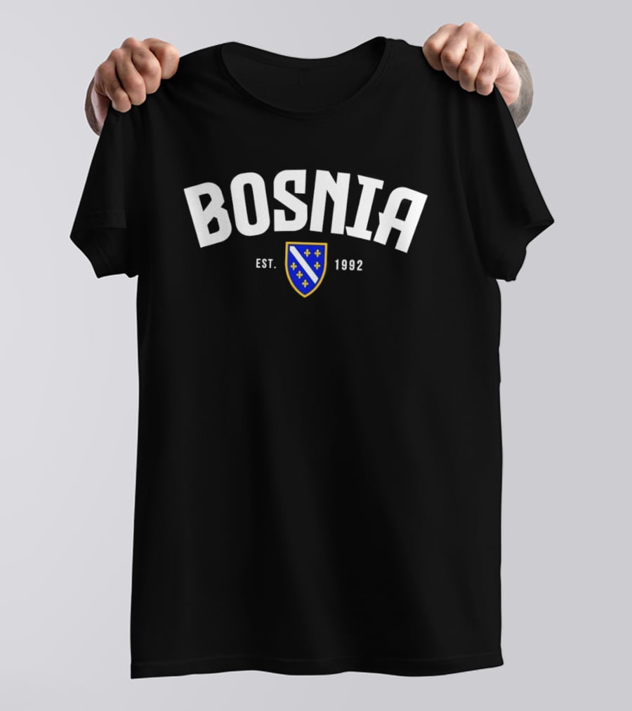 Bosnia Est 1992 Shield Flag Icon Fleur De Lis T-Shirt