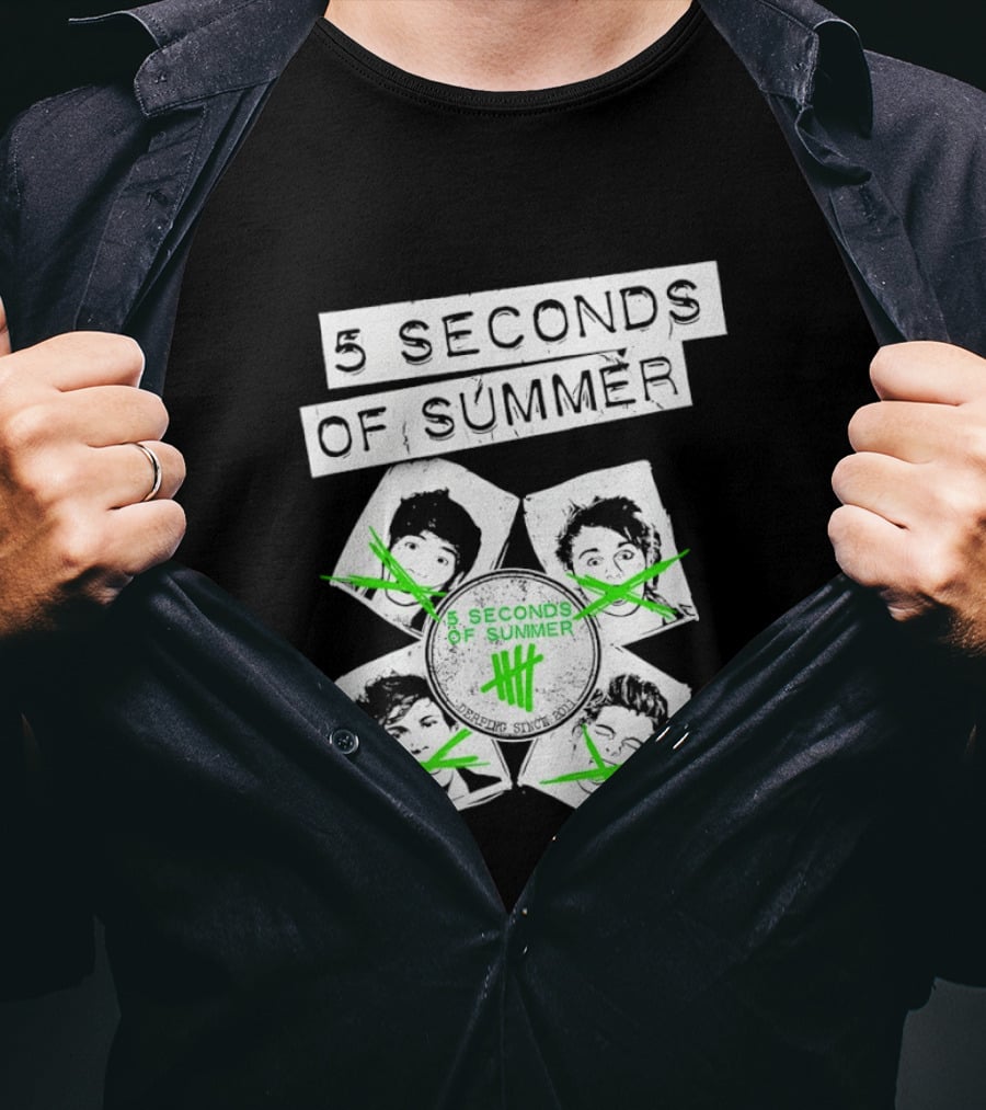 5 Seconds Of Summer 5SOS Green Iconic Faces Derping Since 2011 T-Shirt