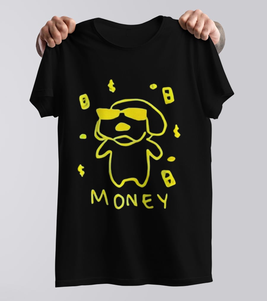 Golden Retriever Money Dog With Sunglasses Drawing T-Shirt
