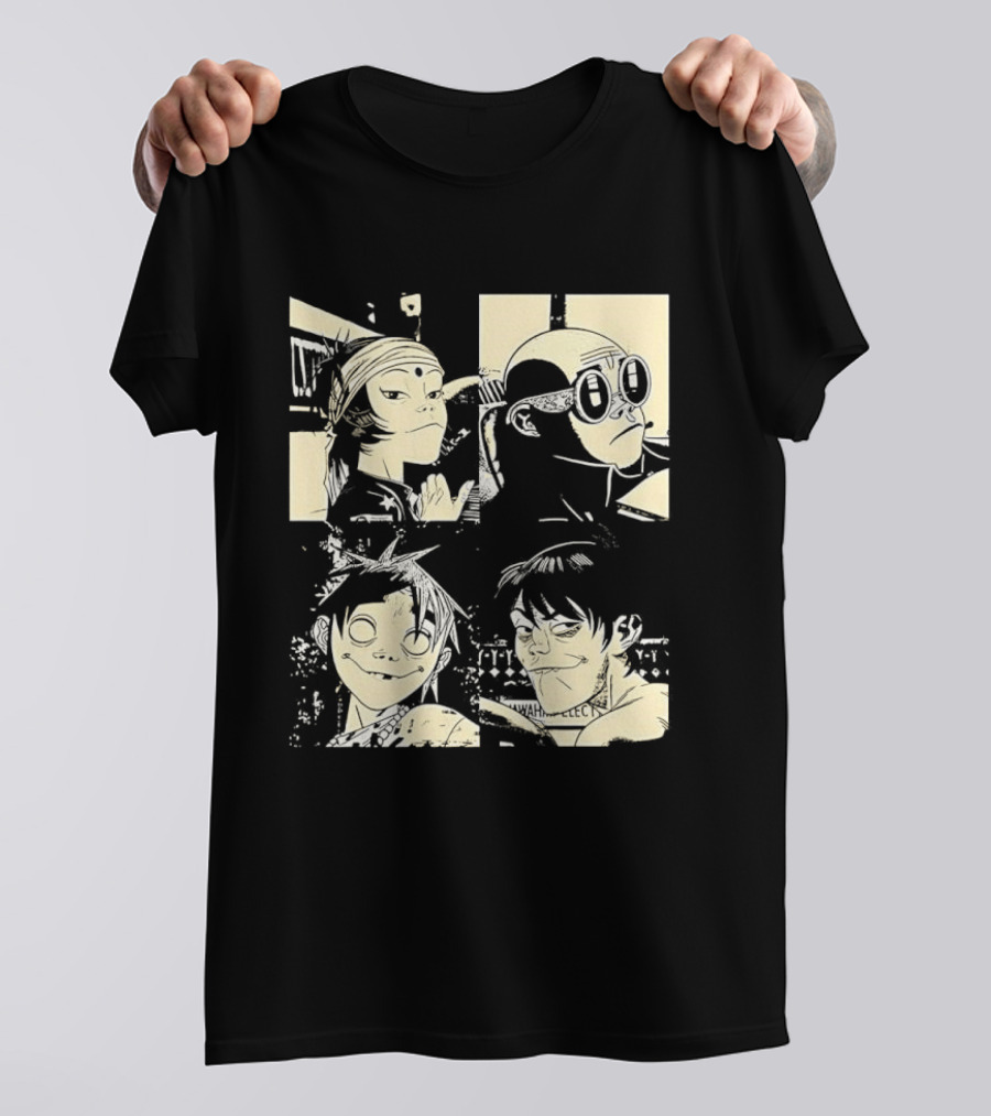 Gorillaz Band Members Cartoon Faces T-Shirt