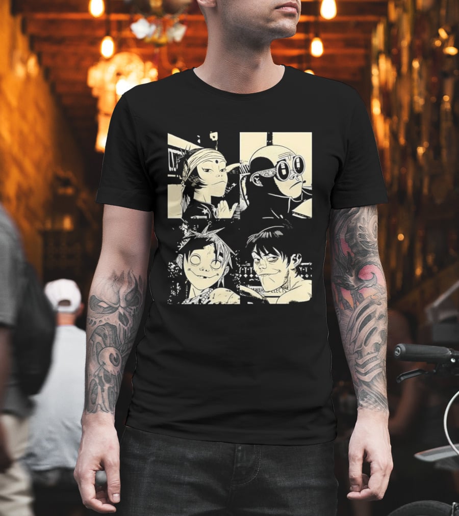 Gorillaz Band Members Cartoon Faces T-Shirt