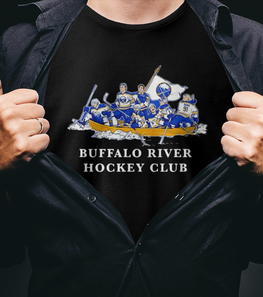 Buffalo River Hockey Club Sabres Team Players In Boat T-Shirt