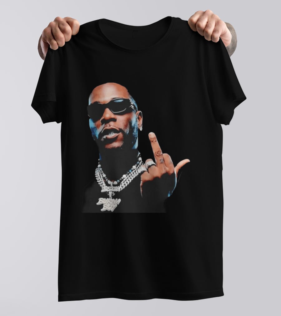 Burna Boy Middle Finger Gesture Bold Jewelry And Sunglasses Look T-Shirt