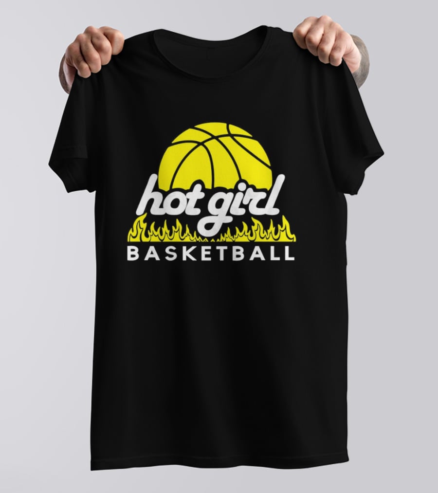 Hot Girl Basketball Fiery Yellow Basketball Flame T-Shirt