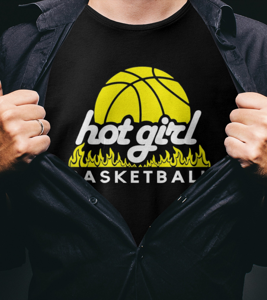 Hot Girl Basketball Fiery Yellow Basketball Flame T-Shirt