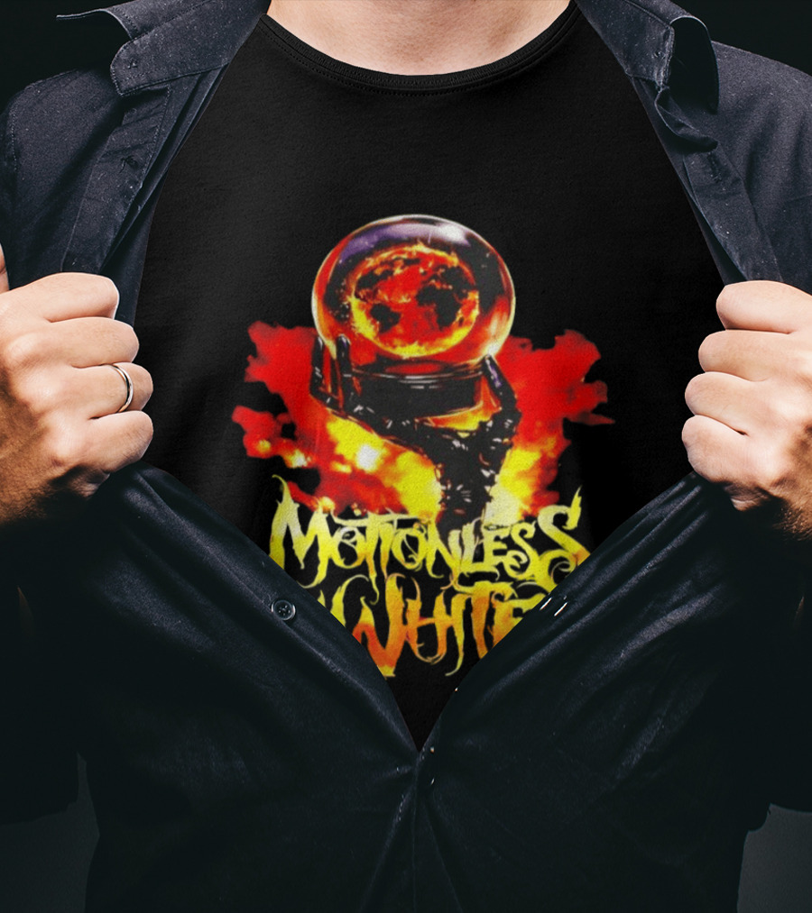 Motionless In White Scoring The End Of The World Gothic Crystal Ball Fiery Hand T-Shirt