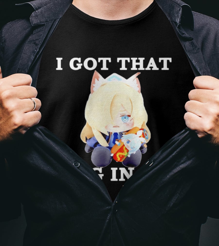 Chocopuni Plushie Kanna Ogata Holding Hot Dog I Got That Dog In Me T-Shirt