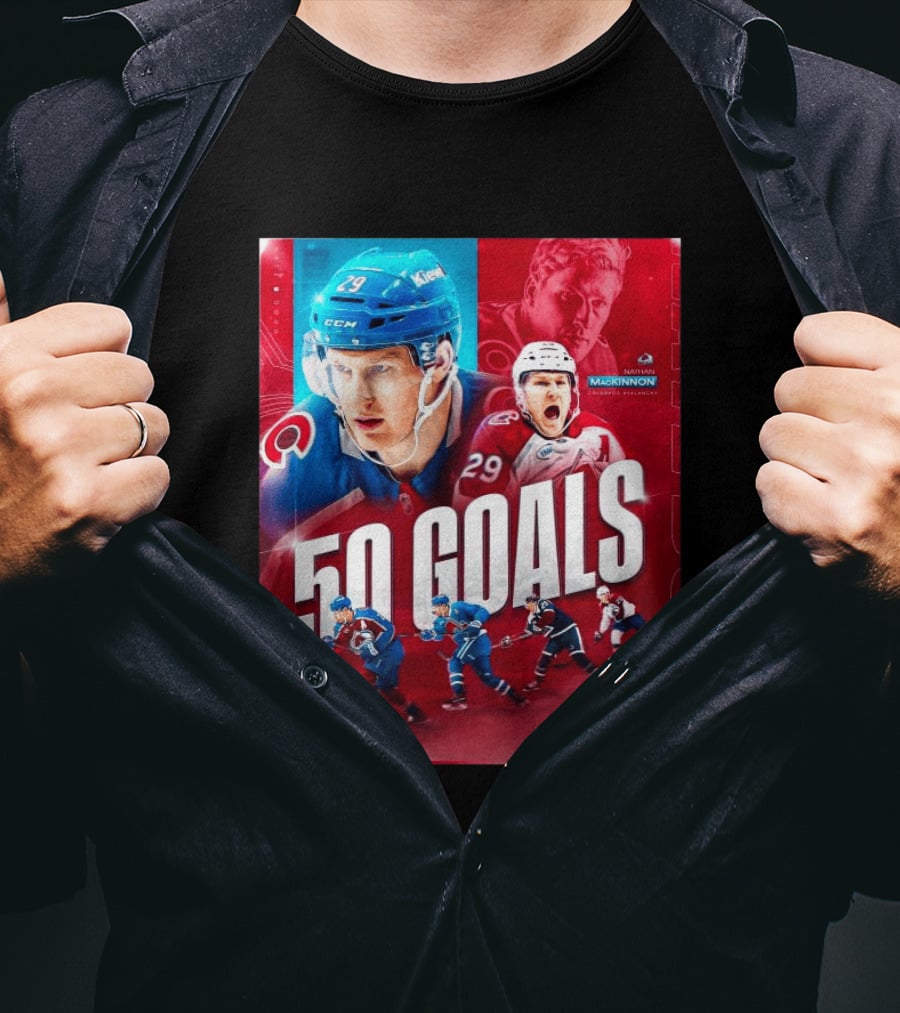 Colorado Avalanche Nathan MacKinnon 50 Goals Achievement NHL Career Milestone T-Shirt