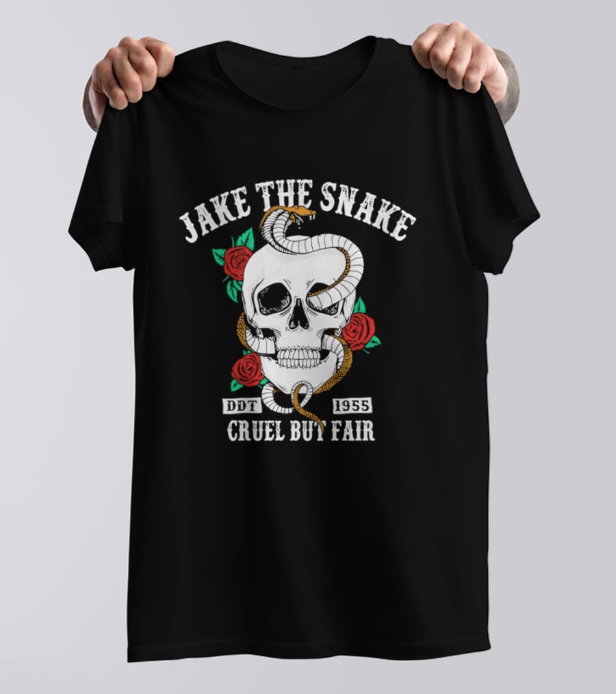 Jake The Snake Skull Roses Born 1955 Cruel But Fair T-Shirt