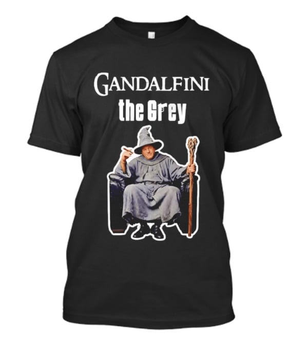 Gandolfini The Grey Wizard Holding Staff T-Shirt