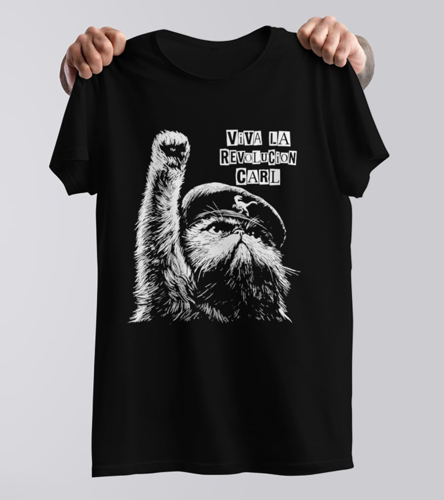 Viva La Revolucion Carl Persian Cat In Beret Raising Fist T-Shirt