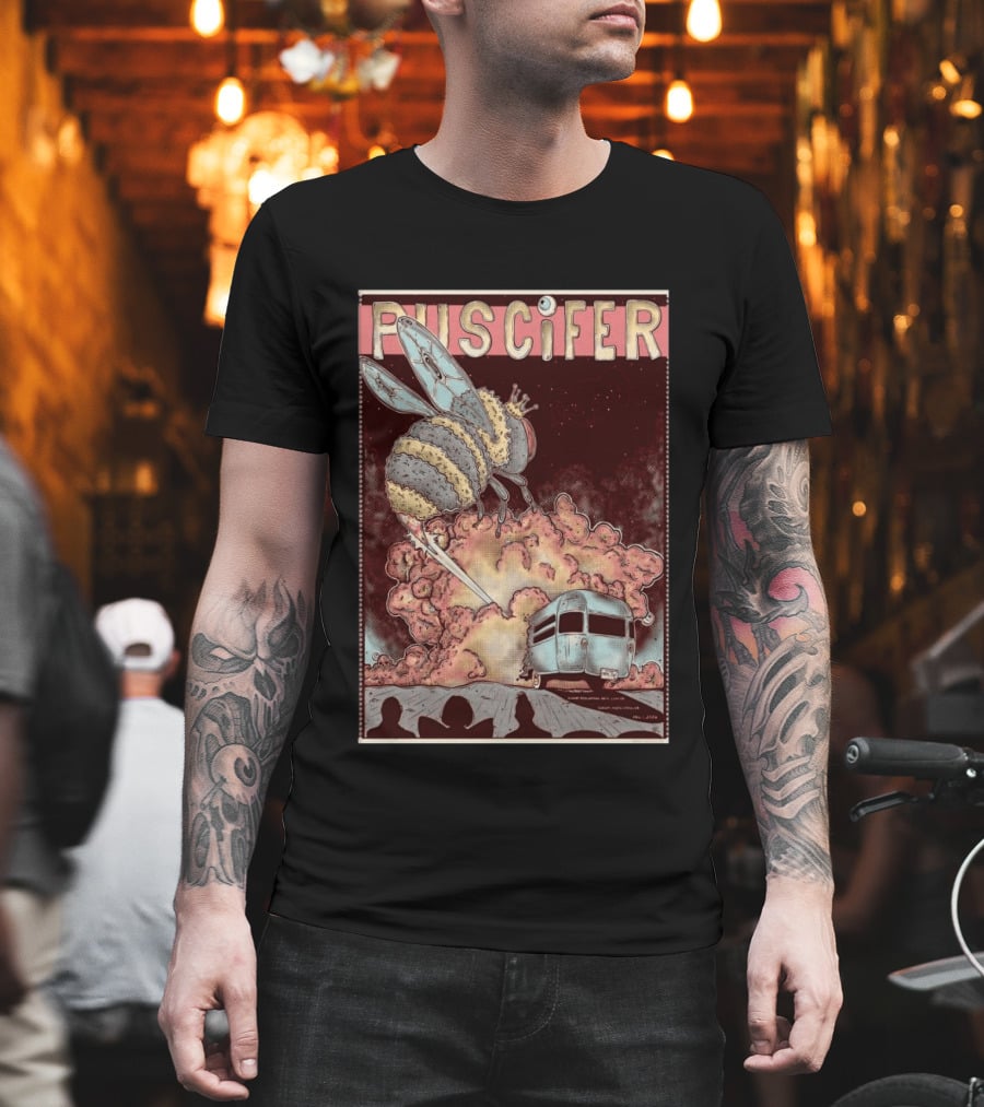 Puscifer Durham Performing Arts Center April 1 2026 Tour With Crowned Bee And Trailer T-Shirt