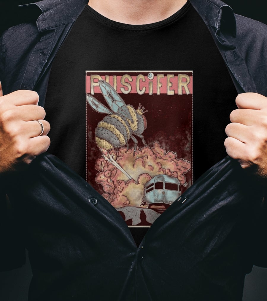 Puscifer Durham Performing Arts Center April 1 2026 Tour With Crowned Bee And Trailer T-Shirt