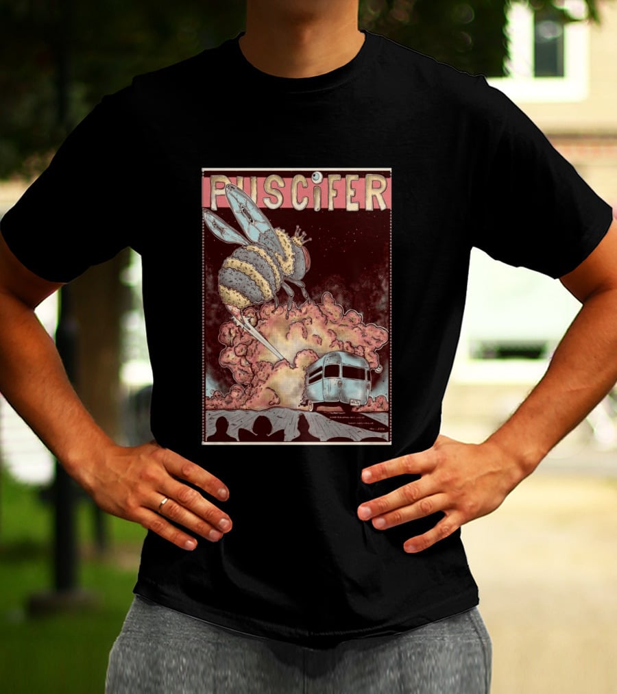 Puscifer Durham Performing Arts Center April 1 2026 Tour With Crowned Bee And Trailer T-Shirt