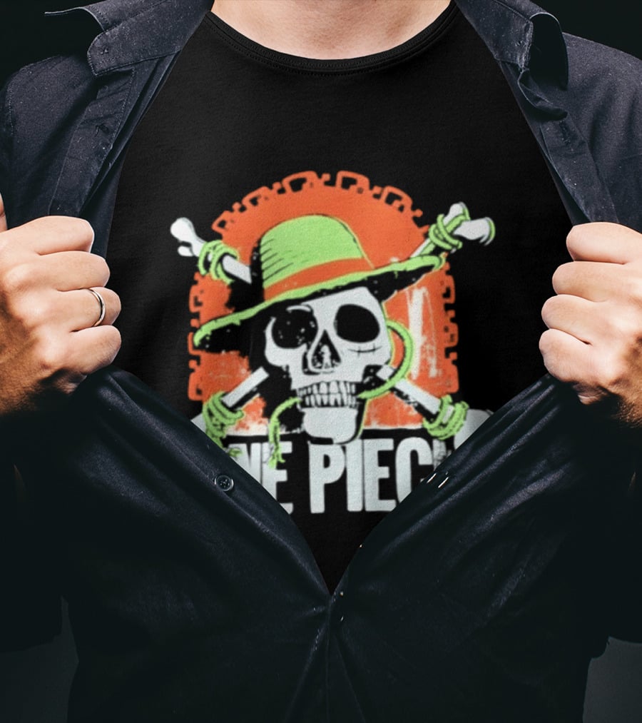 Ripple Junction One Piece Jolly Roger Skull With Hat T-Shirt
