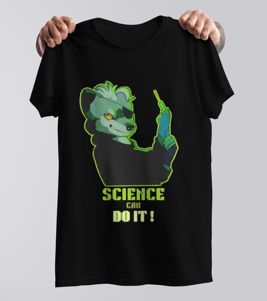 Science Can Do It Cartoon Panda With Test Tube T-Shirt
