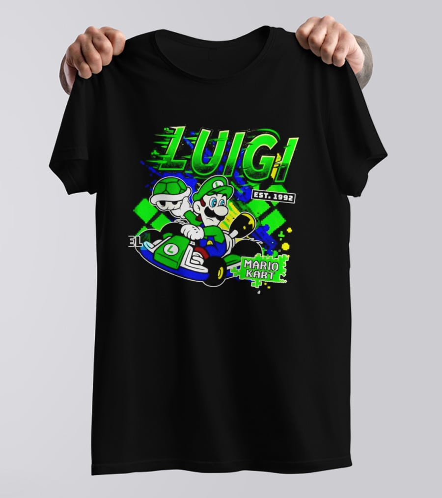 Super Mario Luigi Mario Kart Est 1992 Racing Green T-Shirt